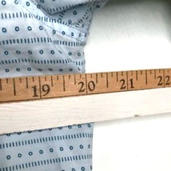 PS Paul Smith Mens Button Front Shirt Blue Gray Geometric Flip Cuff Cotton 15.5 - Picture 8 of 12